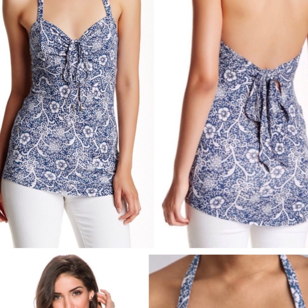 FREE PEOPLE HULA FLORAL BLUE TANK TOP 🔥NWT🔥 WOMENS MEDIUM - Picture 6 of 6